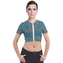 Abstract Background Futuristic Handcraft Short Sleeve Cropped Jacket