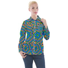 Abstract Background Futuristic Handcraft Women s Long Sleeve Pocket Shirt