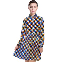 Kaleidoscope Art Unique Design Long Sleeve Chiffon Shirt Dress