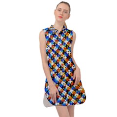 Kaleidoscope Art Unique Design Sleeveless Shirt Dress