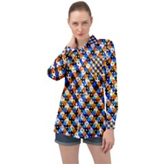 Kaleidoscope Art Unique Design Long Sleeve Satin Shirt