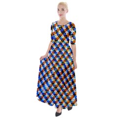 Kaleidoscope Art Unique Design Half Sleeves Maxi Dress