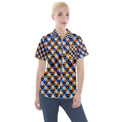 Kaleidoscope Art Unique Design Women s Short Sleeve Pocket Shirt