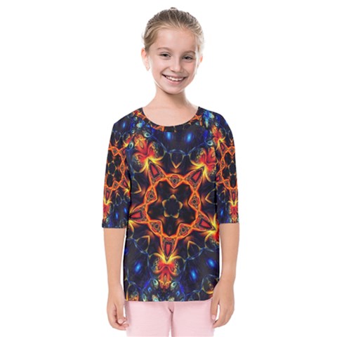 Kaleidoscope Art Unique Design Kids  Quarter Sleeve Raglan Tee by Wegoenart