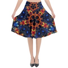 Kaleidoscope Art Unique Design Flared Midi Skirt by Wegoenart