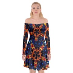 Kaleidoscope Art Unique Design Off Shoulder Skater Dress