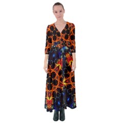 Kaleidoscope Art Unique Design Button Up Maxi Dress