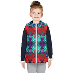 Abstract Art Background Design Kids  Hooded Puffer Vest by Wegoenart