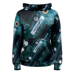 Green And Black Computer Motherboard Women s Pullover Hoodie by Wegoenart