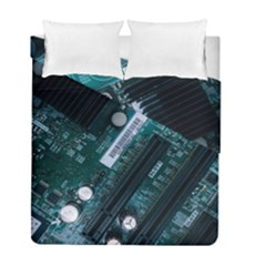 Green And Black Computer Motherboard Duvet Cover Double Side (full/ Double Size)