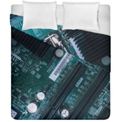 Green And Black Computer Motherboard Duvet Cover Double Side (california King Size) by Wegoenart