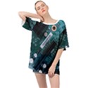 Green And Black Computer Motherboard Oversized Chiffon Top View1