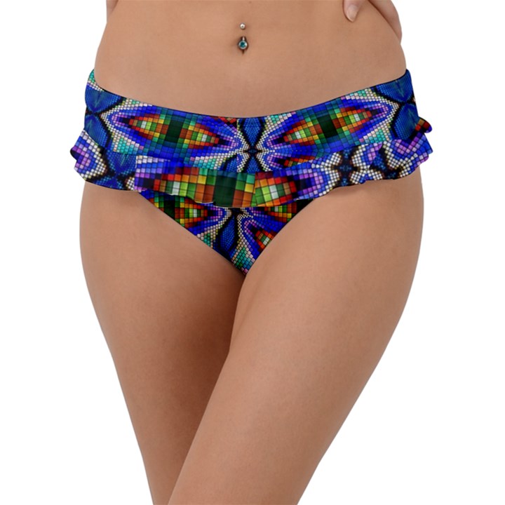 Art Kaleidoscope Meditation Mosaic Frill Bikini Bottom