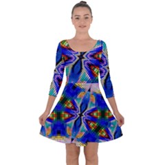 Art Kaleidoscope Meditation Mosaic Quarter Sleeve Skater Dress by Wegoenart