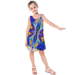 Art Kaleidoscope Meditation Mosaic Kids  Sleeveless Dress by Wegoenart