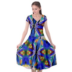 Art Kaleidoscope Meditation Mosaic Cap Sleeve Wrap Front Dress by Wegoenart