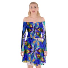 Art Kaleidoscope Meditation Mosaic Off Shoulder Skater Dress by Wegoenart