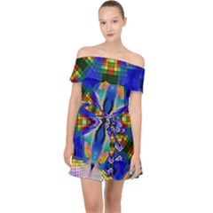 Art Kaleidoscope Meditation Mosaic Off Shoulder Chiffon Dress by Wegoenart