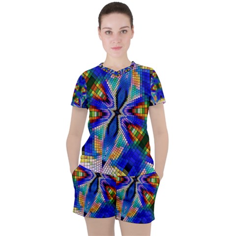 Art Kaleidoscope Meditation Mosaic Women s Tee And Shorts Set by Wegoenart