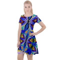 Art Kaleidoscope Meditation Mosaic Cap Sleeve Velour Dress  by Wegoenart