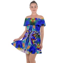 Art Kaleidoscope Meditation Mosaic Off Shoulder Velour Dress by Wegoenart