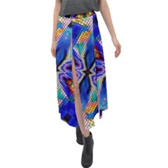 Art Kaleidoscope Meditation Mosaic Velour Split Maxi Skirt by Wegoenart