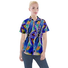 Art Kaleidoscope Meditation Mosaic Women s Short Sleeve Pocket Shirt