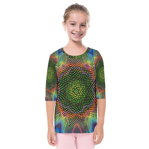 Kaleidoscope Art Unique Design Kids  Quarter Sleeve Raglan Tee by Wegoenart