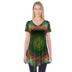 Kaleidoscope Art Unique Design Short Sleeve Tunic  by Wegoenart