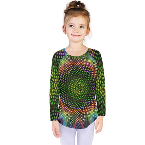 Kaleidoscope Art Unique Design Kids  Long Sleeve Tee by Wegoenart