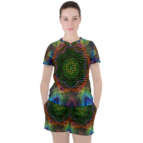 Kaleidoscope Art Unique Design Women s Tee And Shorts Set by Wegoenart