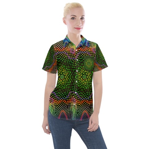 Kaleidoscope Art Unique Design Women s Short Sleeve Pocket Shirt by Wegoenart