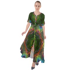 Kaleidoscope Art Unique Design Waist Tie Boho Maxi Dress