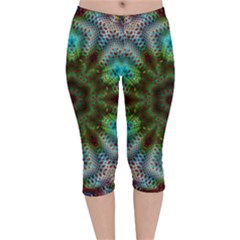 Abstract Art Background Flames Velvet Capri Leggings 