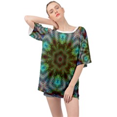 Abstract Art Background Flames Oversized Chiffon Top