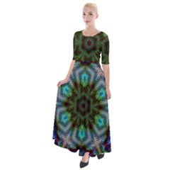 Abstract Art Background Flames Half Sleeves Maxi Dress