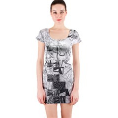 Broken Tree Generative Art Justifyyourlove Short Sleeve Bodycon Dress by Wegoenart