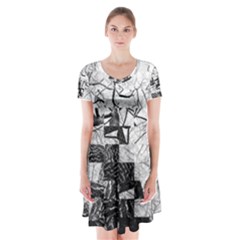 Broken Tree Generative Art Justifyyourlove Short Sleeve V-neck Flare Dress by Wegoenart