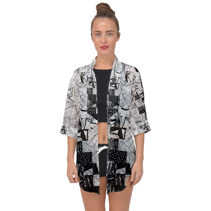 Broken Tree Generative Art Justifyyourlove Open Front Chiffon Kimono