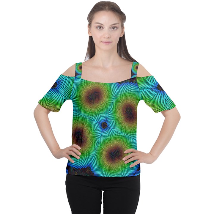 Kaleidoscope Art Unique Design Cutout Shoulder Tee