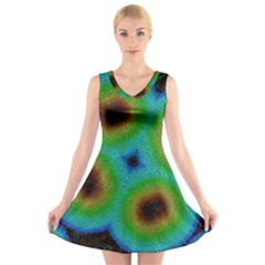 Kaleidoscope Art Unique Design V-neck Sleeveless Dress