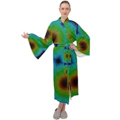 Kaleidoscope Art Unique Design Maxi Tie Front Velour Kimono