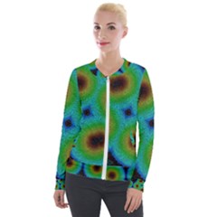 Kaleidoscope Art Unique Design Velour Zip Up Jacket