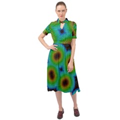 Kaleidoscope Art Unique Design Keyhole Neckline Chiffon Dress