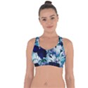 Wonderful Blue Flowers Cross String Back Sports Bra View1