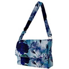 Wonderful Blue Flowers Full Print Messenger Bag by FantasyWorld7