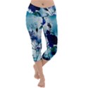 Wonderful Blue Flowers Lightweight Velour Capri Yoga Leggings View1