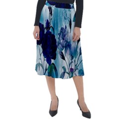 Wonderful Blue Flowers Classic Velour Midi Skirt  by FantasyWorld7