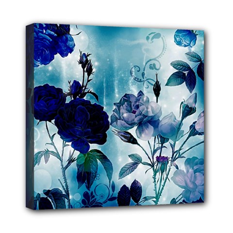 Wonderful Blue Flowers Mini Canvas 8  X 8  (stretched) by FantasyWorld7