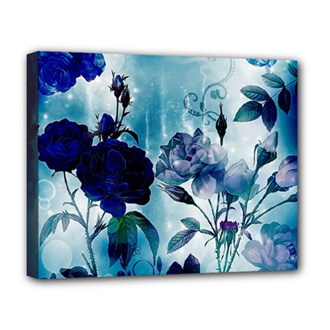 Wonderful Blue Flowers Deluxe Canvas 20  X 16  (stretched) by FantasyWorld7